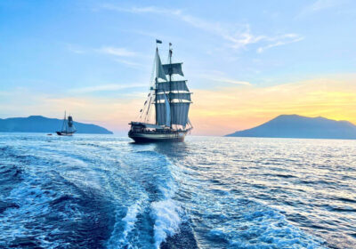 Brigantine Florette sunset sailing