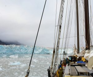 Noorderlicht on deck with Glacier Arctic Svalbard