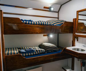 Noorderlicht onboard interior twin bunk cabin