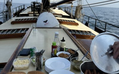 Lunch an Deck auf der Pegasus